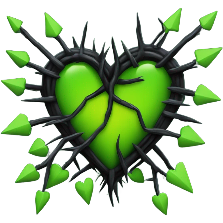 Black heart with green thorns wrapped around it emoji