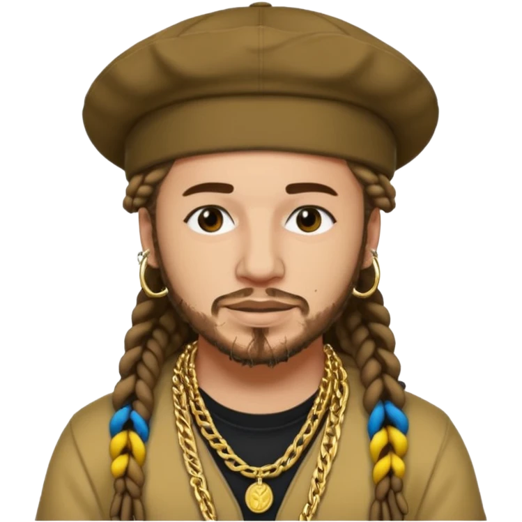 post malone with gold chain necklace, wearing hat, dreadlock hair  emoji