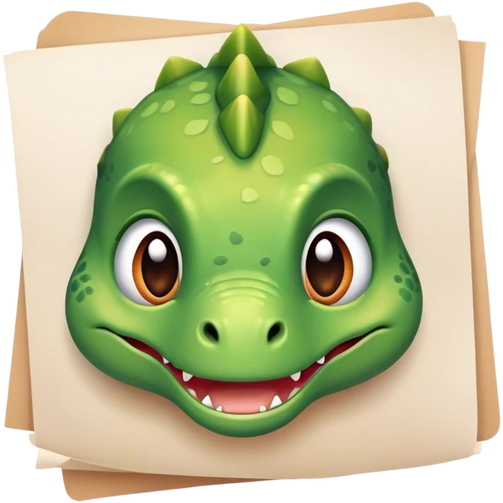 baby dinosaur face with papers emoji