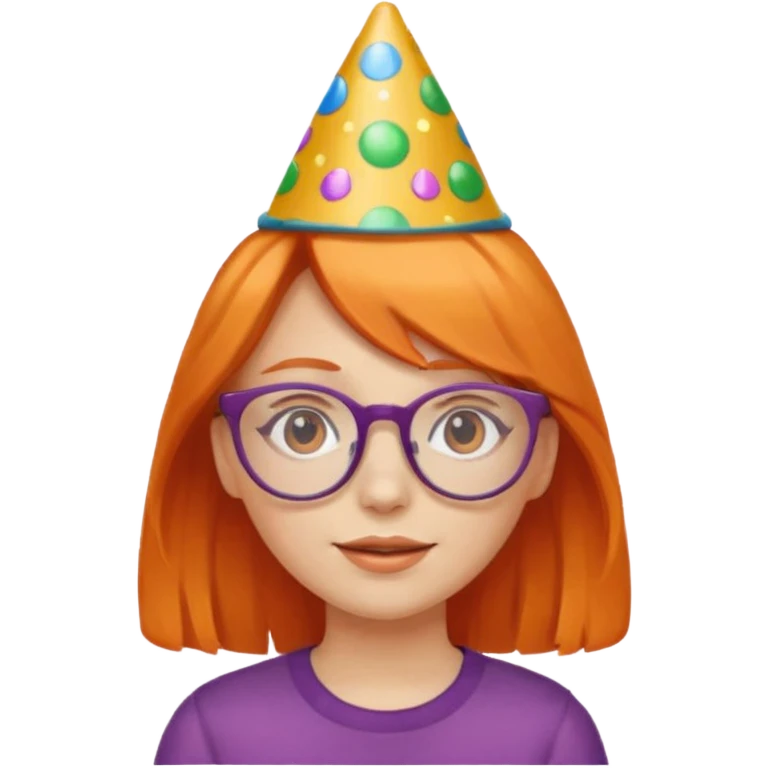 party hatted orange haired girl glasses emoji