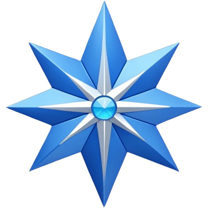 20 uçlu mavi yışdız ortasında beyaz tik emoji