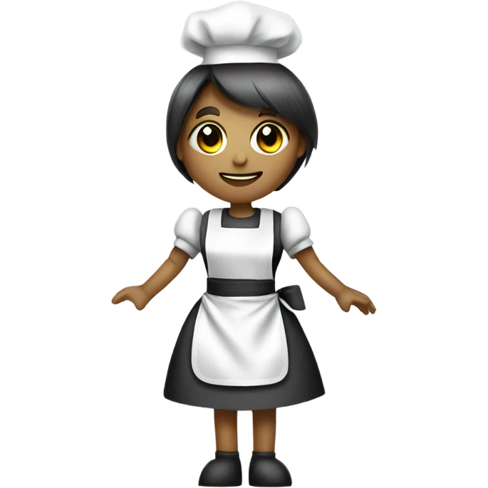 Robot wearing a maid apron emoji