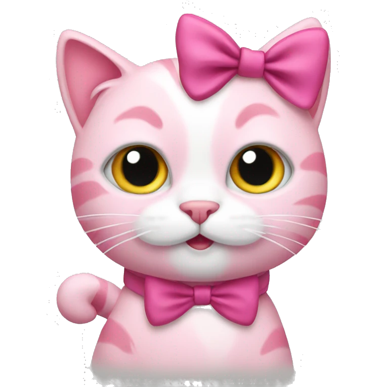 Pink cat whit bow  emoji