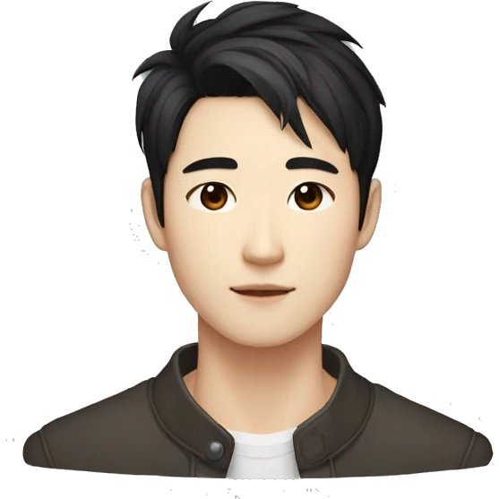 handsome styish korean male dark brown eyes mid 30s black hair sharp chin and jawline emoji