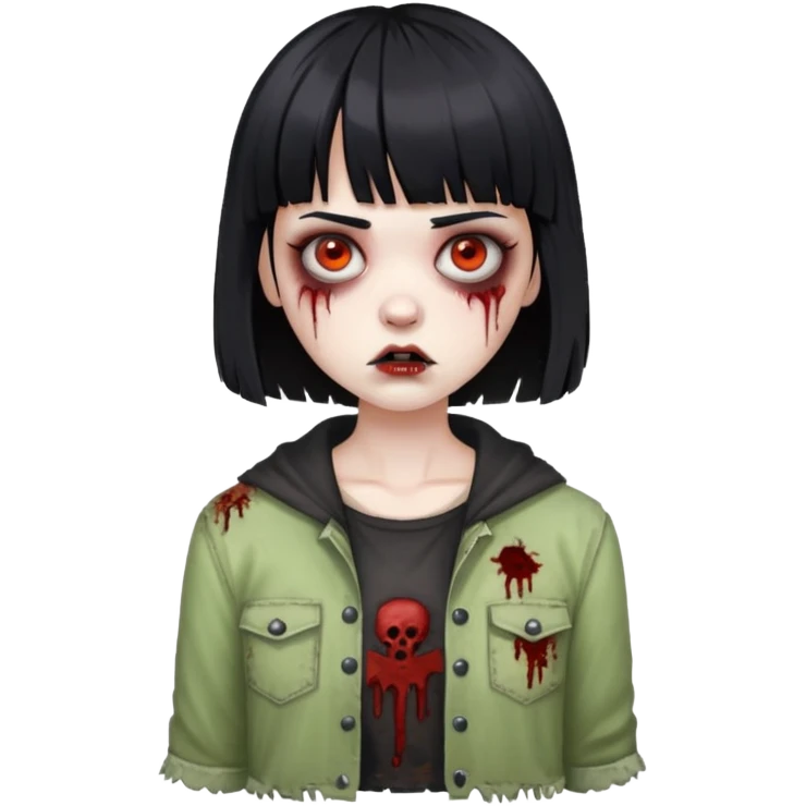 girl zombie with short black hair and bangs emoji