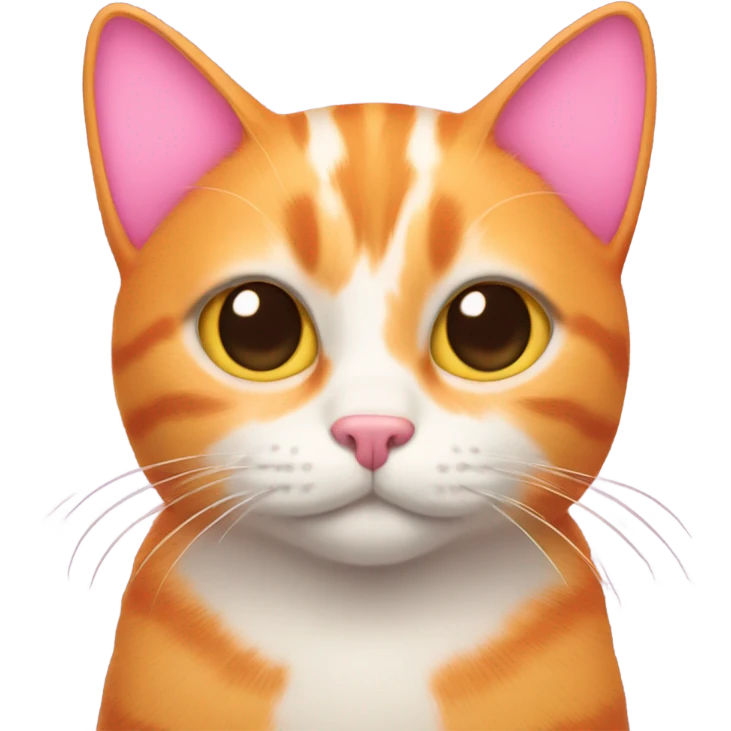 orange cat with pink hearts emoji