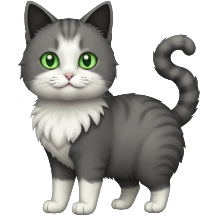 full body half dark grey and half white cat with white front legs emoji
