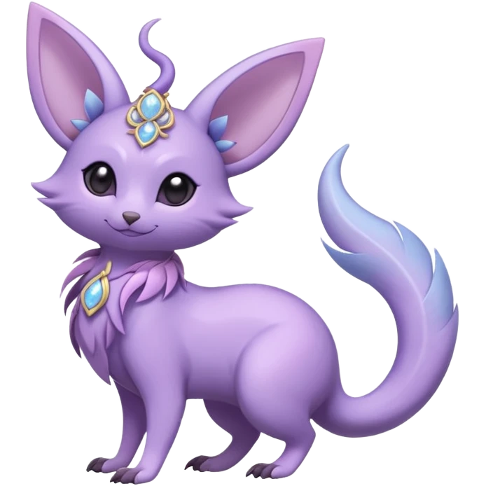 Pastel Glossy Smooth Soft Shiny Floral Lavender-Lilac-Themed Exotic Festhery Celestial Crescent Lunar Shiny Glossy Lumine Stellar Rattata-Noibat-Espeon-Purrloin-Fakemon-hybrid-creature (full body) emoji