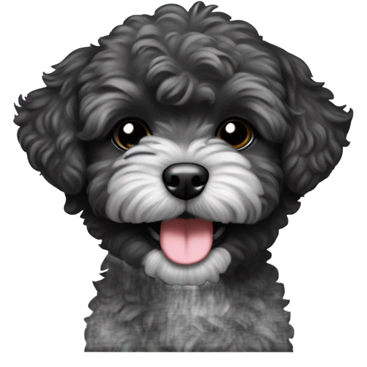 Black maltipoo puppy smiling laughing  emoji