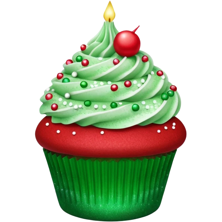 glitter red and green cupcake emoji