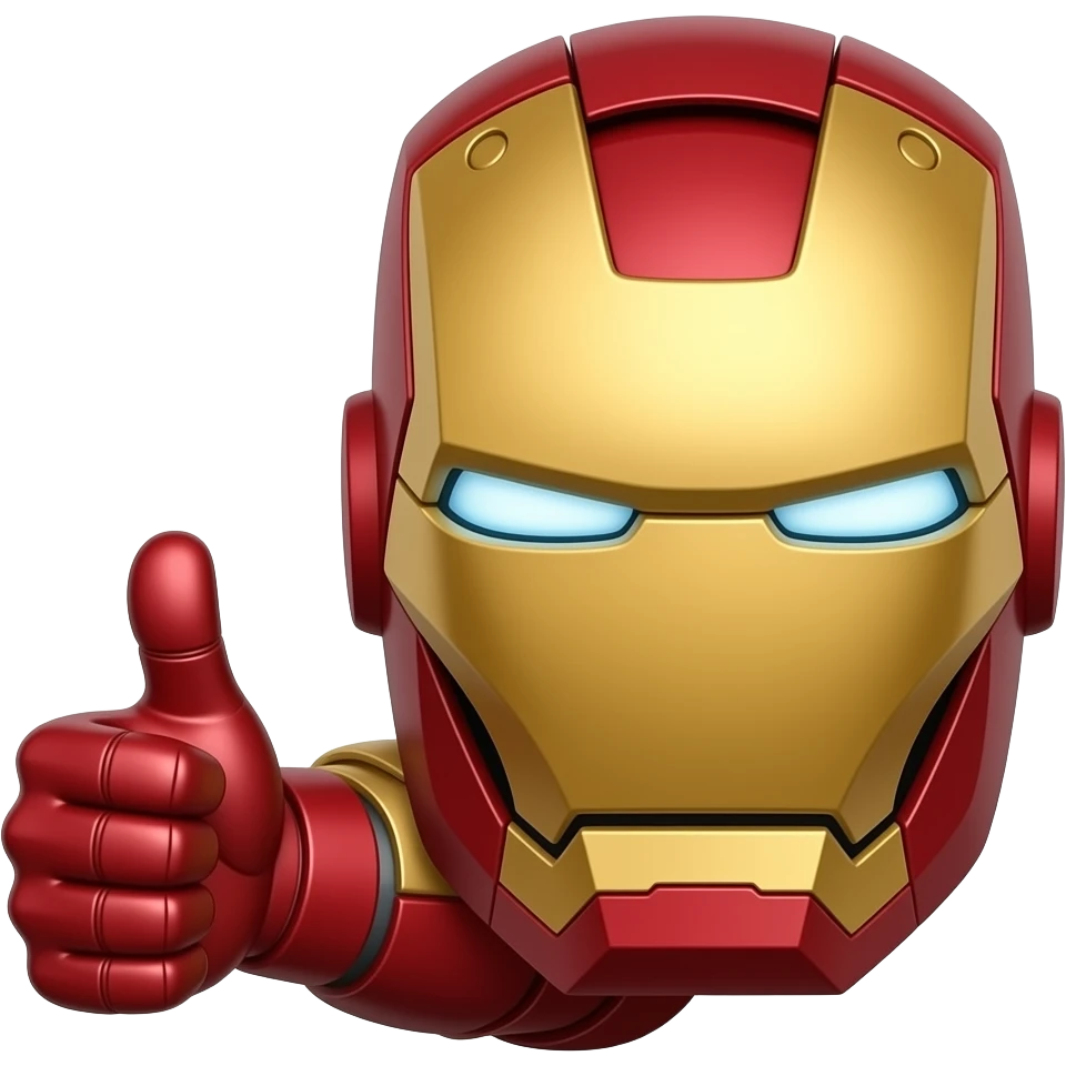 Ironman head with his thumbsup attach to head emoji