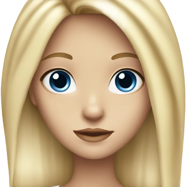 Girl with long blonde hair lowlights and blue eyes with a white crop top on emoji