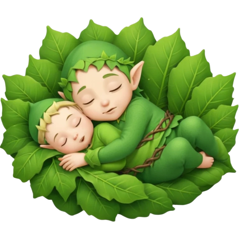 Baby elf sleeping in leaf cradle emoji