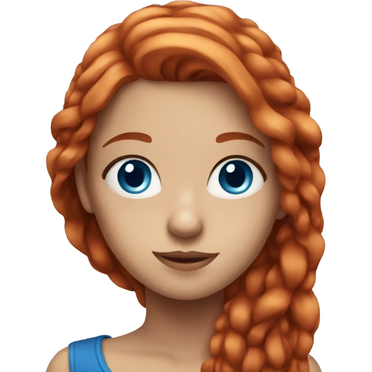 Girl with Long red hair with blue eyes emoji