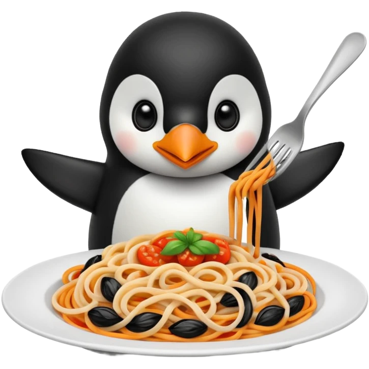 Penguin eating pasta  emoji