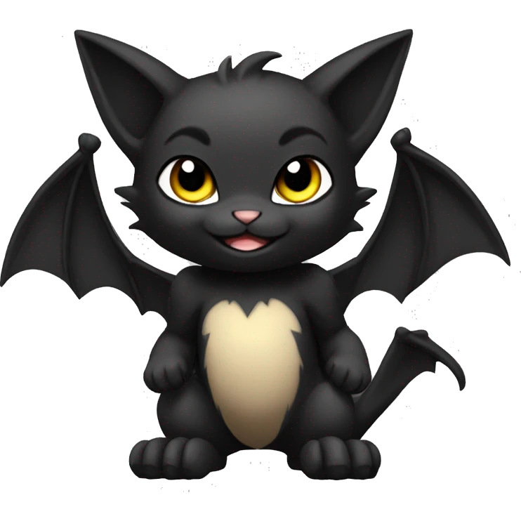 a anthro chibi-style black bat-cat-Fakémon-hybrid full body emoji