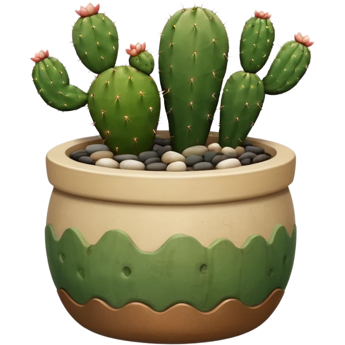 Ceramic pot with cactus and pebble base emoji