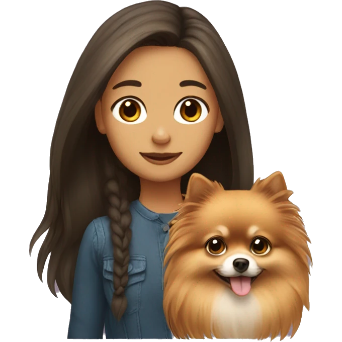 Girl with long hair and pomeranian  emoji