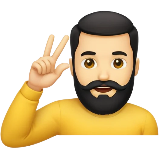 yellow emoji with a black beard, side-facing mouth, hand making a 'no' gesture, one eyebrow raised emoji