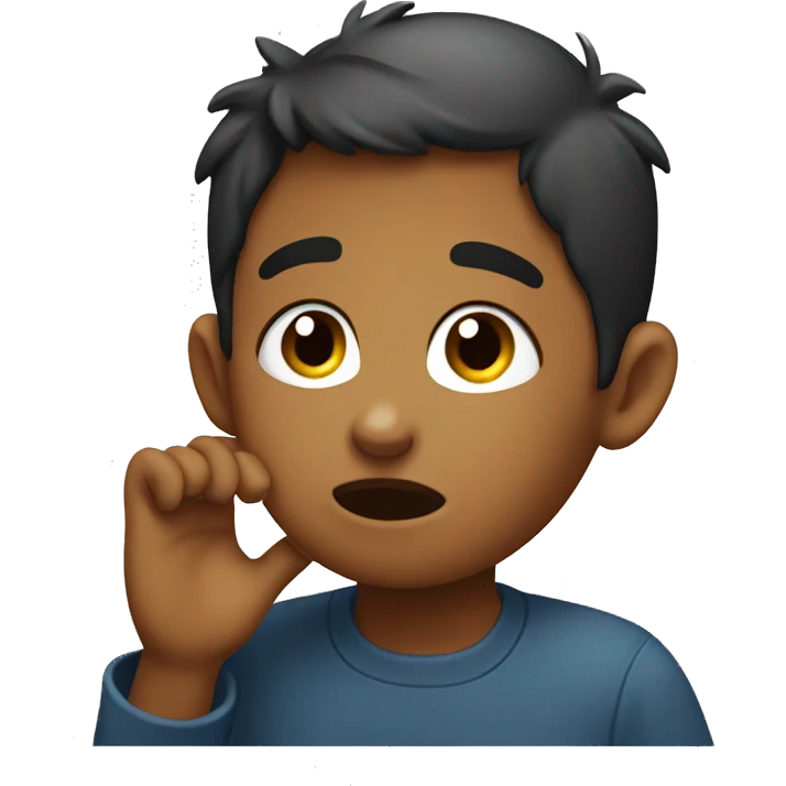 Boy holding his ear saying sorry to girl emoji
