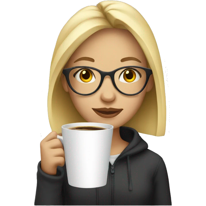 Blond girl with glasses drinking coffee  emoji