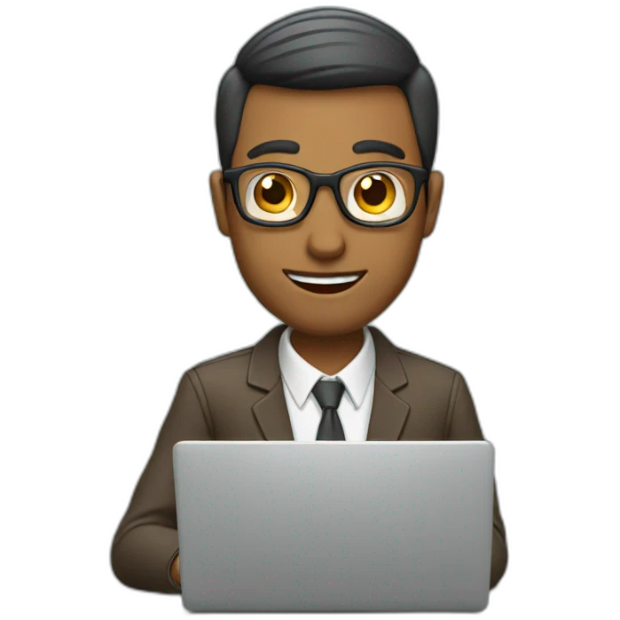 smart man using laptop emoji