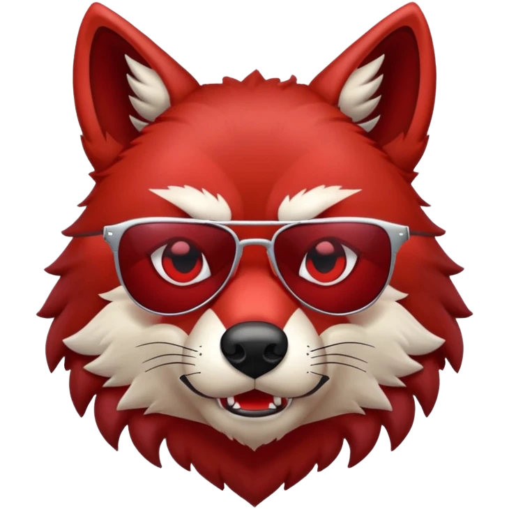 Evil Scary Red Wolf scowling frowning wearing sunglasses emoji
