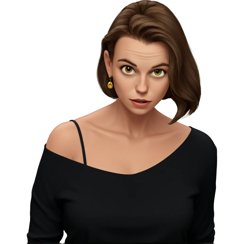 brown haired girl with earrings emoji