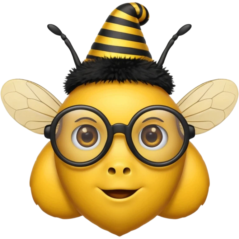 party hat bee with glasses emoji