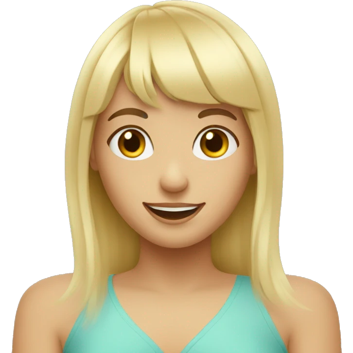 Blonde girl with bangs being loved and happy emoji