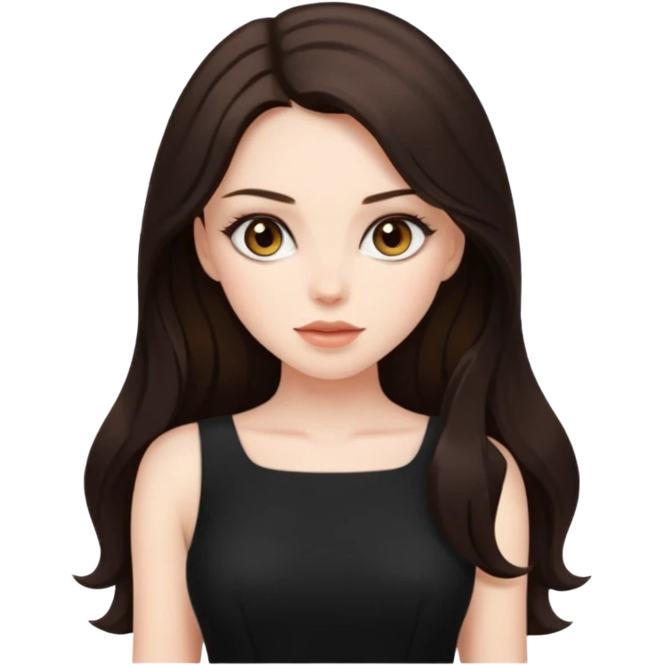Sexy brunette woman long dark brown hair, hazel eyes, pale skin emoji