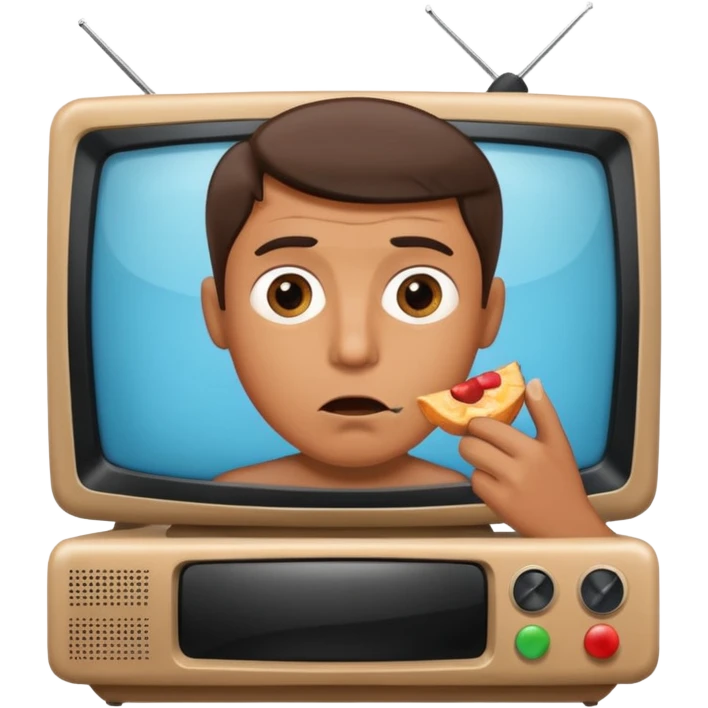 Man eating a TV emoji