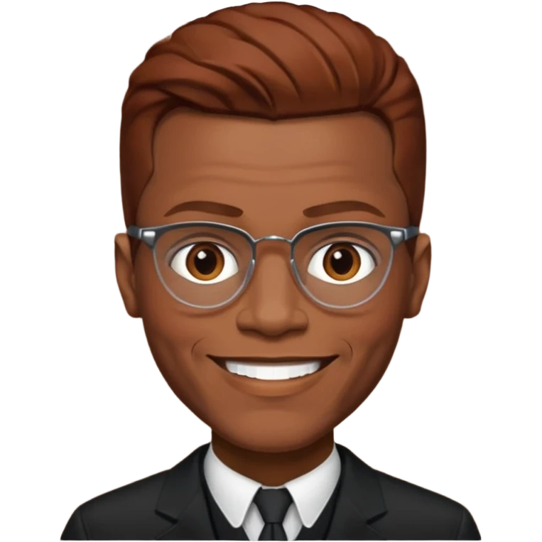 Malcolm X with reddish brown hair, dark brown outfit  emoji