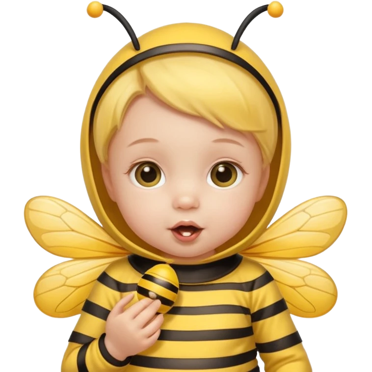 baby girl with pacifier dressed as a bee emoji