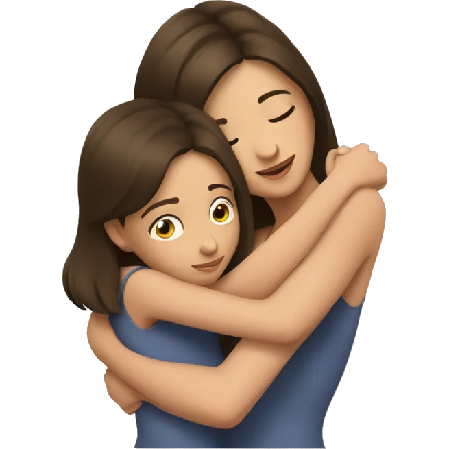 daughter huging brunette mom emoji