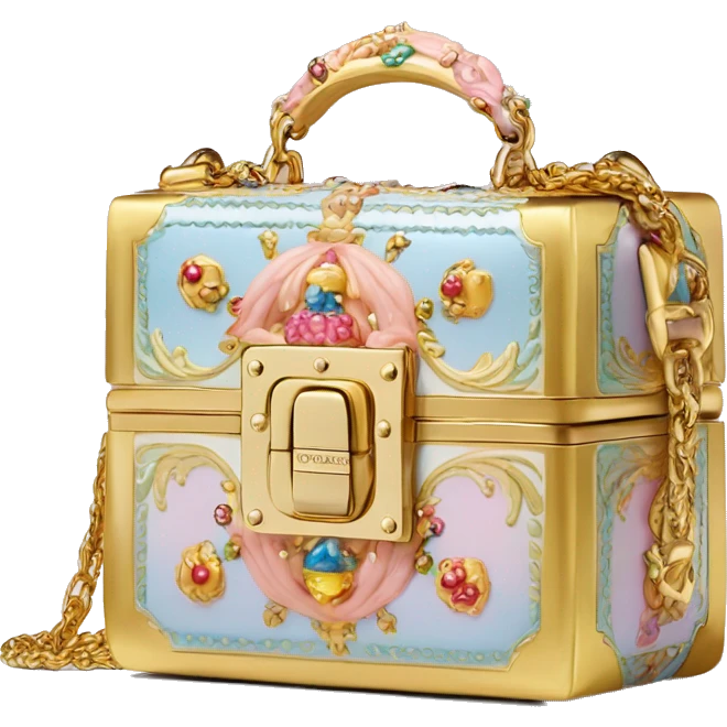 Dolce and Gabbana small box bag with colourful pastel ornament and golden detais  emoji