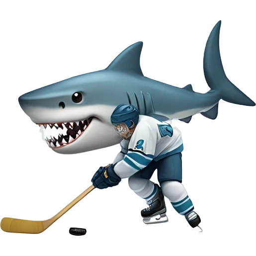 Shark playing hockey emoji