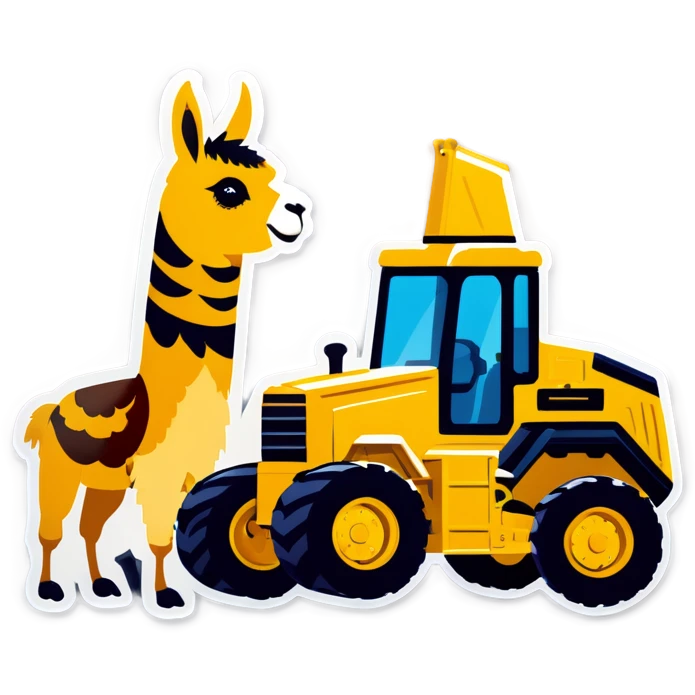 Llama working on a bulldozer  emoji