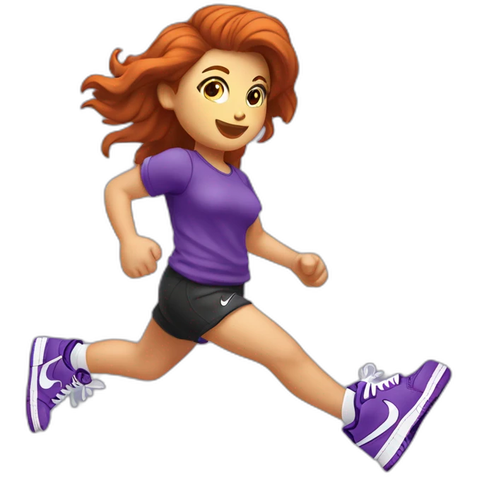 Fille rousse qui a des chaussures Nike dunk violet emoji