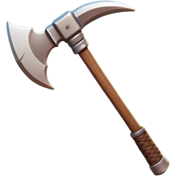 Clash of Clans aesthetic: Cinematic Playful Pixel 3D Pickaxe Portrait Emoji, rendered in a 3D vector-style similar to standard emojis with minimal shading and bold, simplified shapes. A compact, distinct form with signature details, softly glowing with a pixelated adventure charm. Simplified yet unmistakably iconic, highly detailed and consistent, glowing with a soft radiance and high shine. Stylized with a touch of classic pixel-art charm and a soft glowing outline, capturing the essence of a beloved gaming relic with a friendly, playful manner! emoji