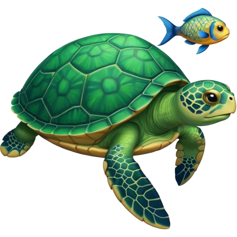 turtle with fish emoji