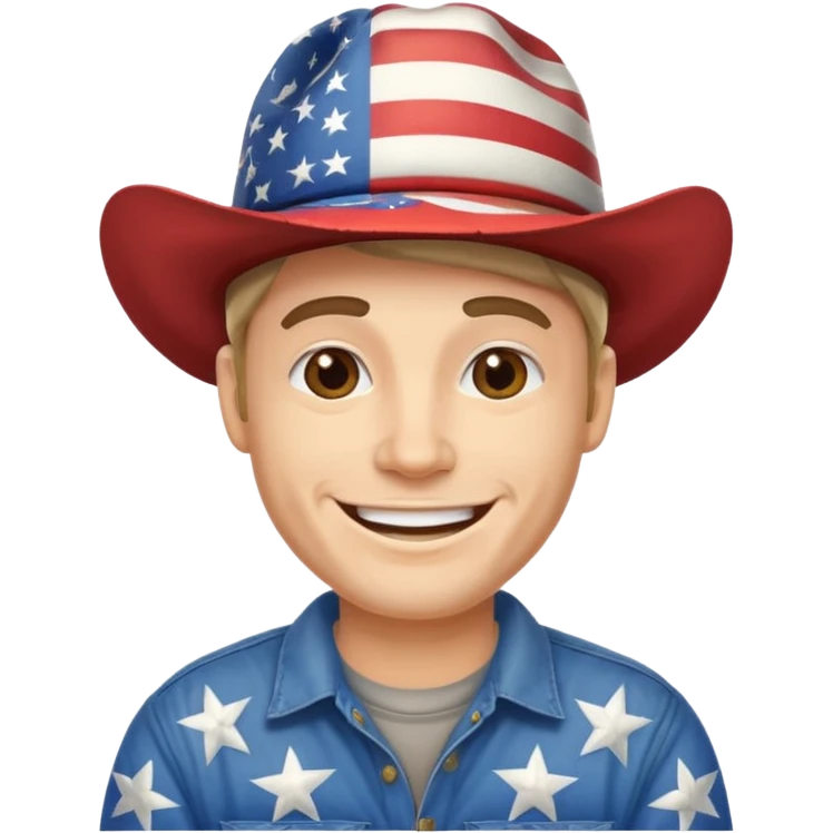 smiling redneck guy with american hat emoji