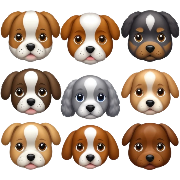 1 bulldog, 1 poodle, 1 husky, 1 dachshund emoji