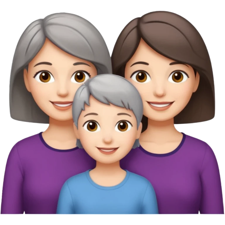 A mum with short Gray hair and her two adult daughters with brown hair emoji