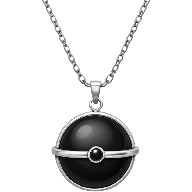 dark onyx talisman, round and polished, cradled by a silver chain, absorbing negativity with unseen grace emoji