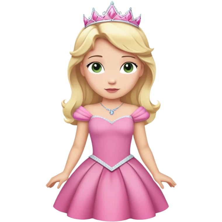 Aurora princess from hips up, pink dress, blonde hair, minimal style, larger size emoji