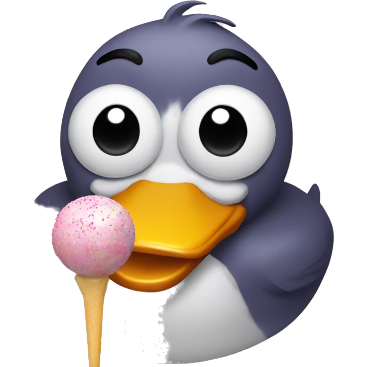 Duck eating a cake pop  emoji