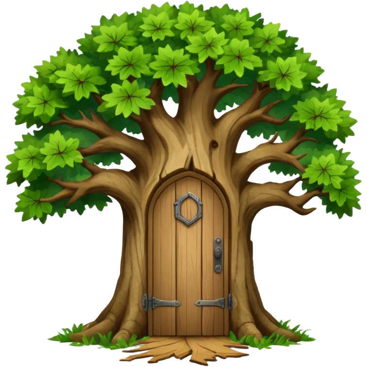large and old oak tree with door emoji