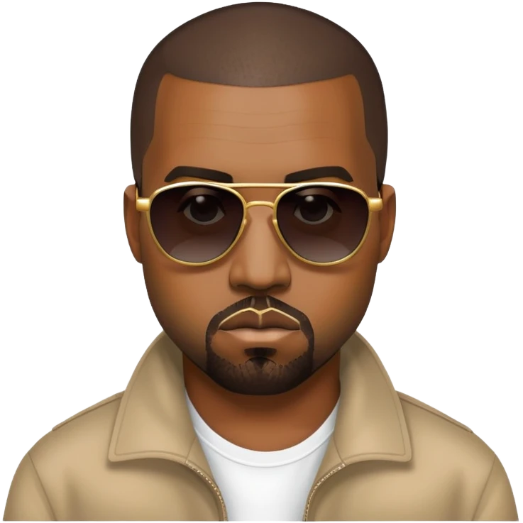 Kanye West with sunglasses and his signature look emoji