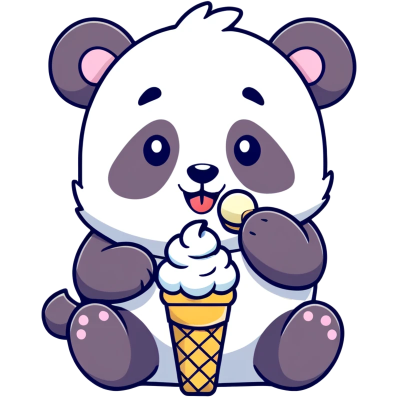 Panda eating ice cream emoji